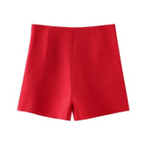 Women's Clothing 2025 Spring New Silk-Sense Texture Spliced Tight Body Clothes + Open-Fork Splicing Skirt