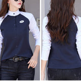 and Winter Women's Pullover Stand Neck Button Contrast Panel Long Sleeve Cardigan Hoodies Coat Fashion Casual Tops-Outfit