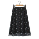 And Winter New Lace Printing Net Fashion Full-Length Skirt-Outfit