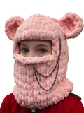 2023 Cute Women Girl Knitted Skullies Beanies Solid Color Winter Warm Loose Causal Cute Animals Ears Pattern Caps Hat-Outfit
