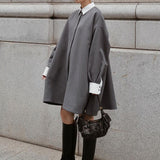 Lazy Commuting Top 2025 Autumn New Bumpy Straight Barrel Loose Thin Long Coat