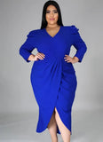 Plus Size V-Neck Wrap Hem Irregular Party