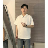 Short-Sleeved Men Polo Shirt Handsome Summer Hip Men's Shoulder Shirt Collar T-Shirt Niche Cotton