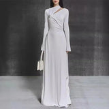 Temperament Collar Dress Dress In Spring 2025 New Simple Fold Design Textured Temperament