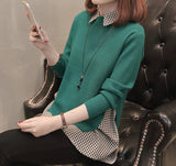 Women Clothes Spring Autumn Shirt Knit Pullover Sweater Two-Piece Sweater Women Casual Loose Large Size Shirt Bottoming