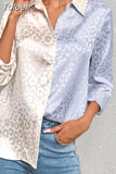Spring Summer Womens Casual Button Up Shirt Long Sleeve Leopard Office Lady Print Shirts Female Cardigan Elegant