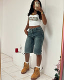 Women's Casual Jeans Summer Retro Water Wash Straight Denim