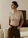 Collar Top Sleeve Summer 2025 New Tight Slime Thread Thread Top