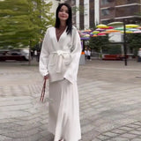 Knitted Knitted With Long Sleeve Open Shirt Two-Piece Set In The Long-Sleeved Skirt In The Autumn/Winter Of