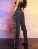 Dark-Grey Ruffles Ripped