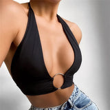 V-neck Women Sexy Off Shoulder Tank Tops 2021 Summer New Short Elegant Soft Slim Fit Crop Top Clothing