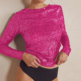 Women Sequins T-shirts Luxury Tops Spring Autumn Vintage Clothes y2k Slim Long Sleeve Tops Female Clothing Steetwear-Outfit