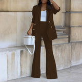 New Solid Color Casual Suit Wide Leg Pants Suit Two