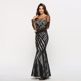 Station Popular Style Female Lace Gauze Self-Cultivation Socialite Fan Dance President Style Toast Evening Dress-Outfit