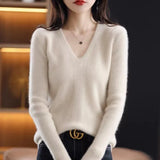 and Winter Fashion Soft Sweater Women Pullover Casual 2022 V-neck Tops 100% Wool Bottoming Sweaters Loose Clothes