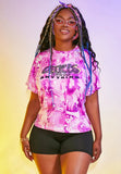 Printed Casual O-Neck Short Sleeves Tie Dye Two Piece Shorts