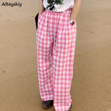 Women Plaid High Waist Loose Summer All-match Wide Leg Trousers Hot Sale Casual Fashion Ulzzang Harajuku Mujer Ins