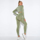 Women Fitness Sets Female Sport Gym Suits Wear Running Clothes Women Workout Sport Suit Long Sleeve Crop Top