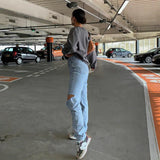 Streetwear Grunge 90s Sweatshirts Y2K Women Indie Letter Print Oversize Hoodie Long Sleeve Casual Vintage Top