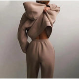 Tracksuit Suit Autumn Fashion Warm Hoodie Sweatshirts Two Pieces Oversized Solid Casual Hoody Pullovers Long Pant