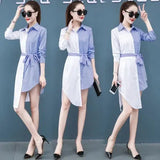 Shirt Dress Women Long Sleeve Fashion Casual Sexy Mid Long Shirts Sleepwear Irregular Loose Button Cardigan Blouses