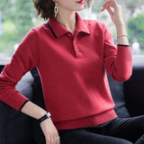 Fashion Doll Collar Knitted Sweater Middle aged Women Autumn Winter Pullover Casual Top Plus Size Bottoming Sweaters