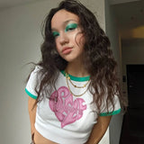 Angel Printed Short Sleeve Crop Top T Shirt Women Summer Clothes Cute Print T-shirt Ladie Streetwear Tee Shirt