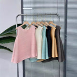 Folding Top Irregular Sleeveless Vest Chic Design Feeling Thin Folded Fashion T-Shirt