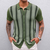 Men's Men's Casual Striped Jacket T-Shirt Short-Sleeved Knitwear POLO Shirt