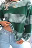 O-neck Knitted Pullover Autumn Casual Stripe Loose Sweater 2023 Long Sleeve Fashion Woman Spring Chic Soft Tops