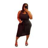 And American Solid Color Bodycon Plus Size Sleeveless