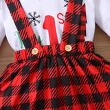 Baby Girl Christmas Print Two Piece Skirt Set with