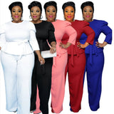 Piece Set Women Plus Size Sets 5xl Fall Fashion Solid Round Collar Half Sleeves Office Ladies Outfits Wholesale