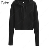 Women Spring Outfits Casual Zipper Sweater Hoodie Set High Waist Flare Pants Suits Pink Knitted Womens Y2k Two Piece