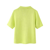 New Flat Needle Short-Sleeved Lapel Knitted Jacket 6427030-Outfit
