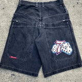 Shorts, Y2K Pants, Harajuku, Hip-Hop, Lucky Seven, Vintage Blue Baggy Jeans-Outfit