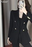 New Korean Style Classic Embroidery Solid Long Sleeve Slim Temperament Jacket Women Office Lady Chic Casual Blazer