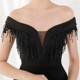 Fringe Tassels Off Shoulder Formal Mermaid Evening