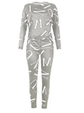 Letter Print Casual Shirt and Pants 2pc