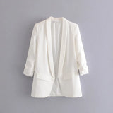 Spring Style Pleated Sleeve Sag Urban Leisure Candy Color Women's Suit Coat-Outfit
