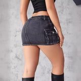 Summer New Cowboy Short Skirt Women Retro Elastic Tight Body Bag Hip