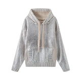 New Metal Color Hooded Hooded Knitted Sweater 2893157-Outfit