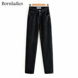 2021 Woman Long Jeans 115 cm High Waist Overlength Jeans Side Split 100% Cotton Cargo Denim Pants Female