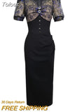 Women Evening Dress Chic Black See Through Sexy V-Neck Folds Slim Midi Party Club Gown Birthday Robe Femme Mujer