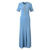 Escuse Side Spliced Round Collar Metal Buckle Knit Dress Women's Elastic Tights On The