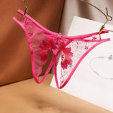 sexy temptation women's G-String transparent mesh embroidery sexy thong open file free off low waist t pants