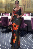Sexy Black Print Straps Maxi