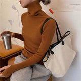 Winter Pullover Women Turtleneck Sweaters Casual Soft Heaps Collar Knit Sweater Women 2022 Basic Tops Warm Jumper