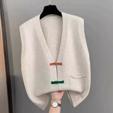 Cardigan Vest Women's Spring Dress 2024 New Fashionable Foreign Style Loose Thin Disk Buckle Horse Clip To Wear A Coat-Outfit
