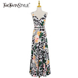Bohemian Print Hit Color Dress Female V Neck Sleeveless High Waist Summer Sexy Dresses For Women Fashion New